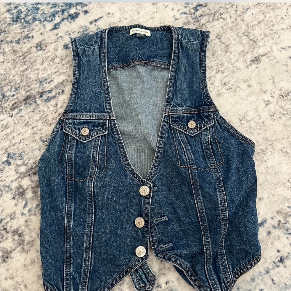 American Eagle Outfitters Blue Denim Vest